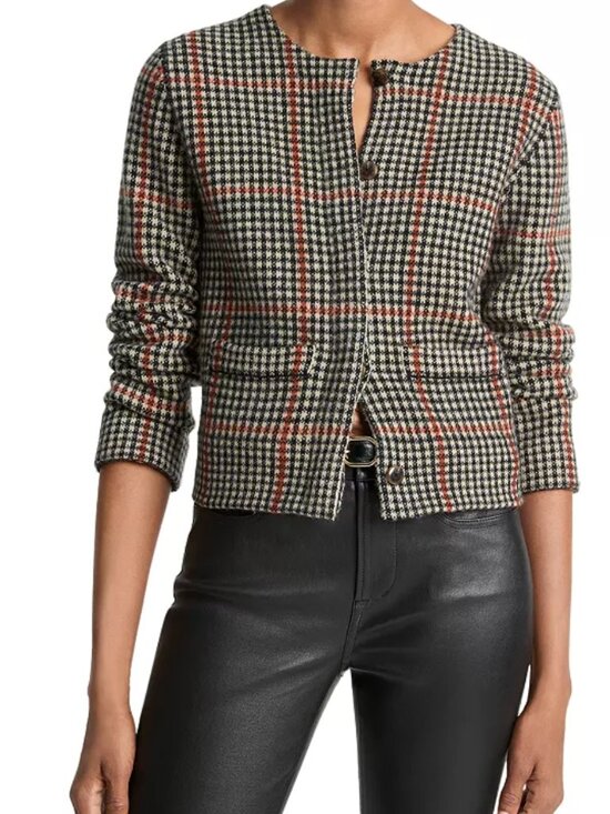 Vince Jackets & Blazers - Vince Houndstooth Glen Plaid Cashmere Blend Knit Jacket Cardigan Blazer Size XS